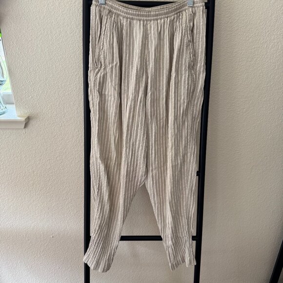 Emporio Armani Beige Italian Linen Taper Leg Pants Size Medium - Picture 4 of 12